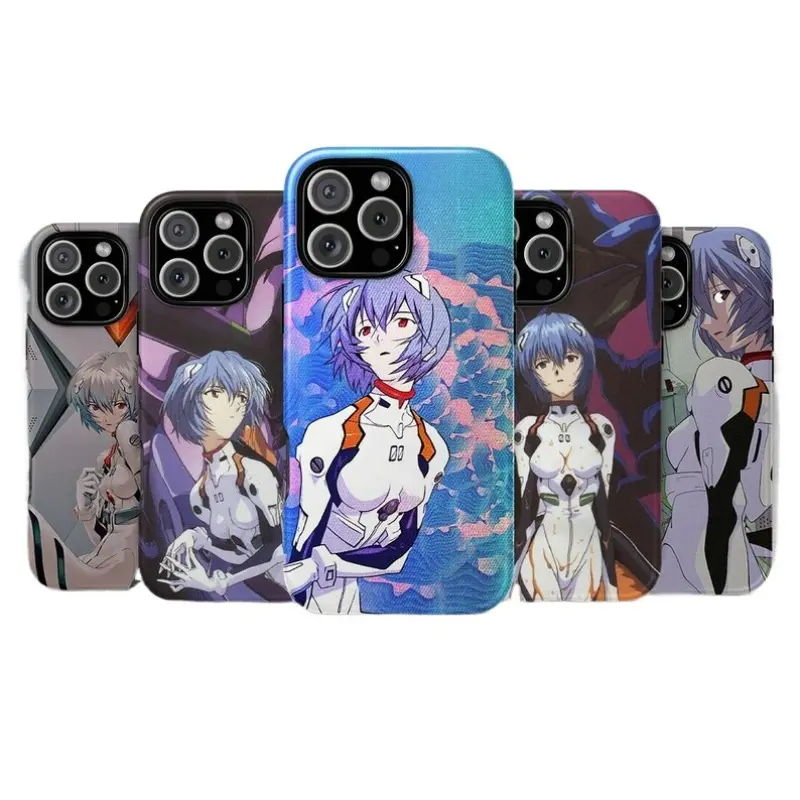 Rei Ayanami Anime NGE Sleek Matte Black Phone Case for iPhone 17 11 12 13 14 15 16 Pro Max/Samsung Galaxy S25-S21 Plus Ultra Neon Genesis Evangelion Character Design Protection Shell