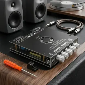 ZK-HT21 2.1CH Bluetooth 5.0 Amplifier Module, TDA7498E Chip, 160W+160W+220W High Power, AUX/USB Input, Bass Treble Control, Subwoofer Output, DC15-36V for Home Theater Audio Upgrade