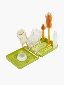 MomMed Bottle Brush Kit, 6 in 1 Bottle Cleaner Brush Kit with Silicone Bottle Brush, Drying Rack, Nipple Brush, Straw Brush, Soap Dispenser & Organizer Case, Bottle Drying Rack for Home and Travel