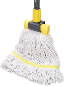 Heavy Duty Commercial Mop with Long Handle – Looped-End String Wet Mop for Tile and Concrete Floors