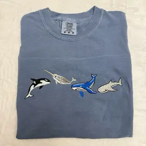 Sea Animals embroidered comfort colors tee / sea life ocean life embroidered comfort colors shirt / summer shirt/ summer tee / summer outfit/ orca shirt