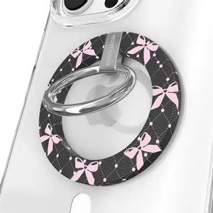 Velvet Caviar Lacy Pink Bows MagSafe Grip Ring - Secure Magnetic Phone Grip & Stand for iPhone