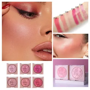 3Pcs Highliter Blush Palette, Flower-shaped Embossed Blush Makeup, Natural Makeup Blush, 6 Versatile Shades For All Skin Tones, Fine Texture Formula, Sparkle Effect, Long Lasting Baked Powder Blush For Girl & Women, Makeup, Cosmetics