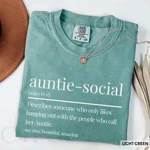 Auntie-social Comfort Colors Shirt - 100% Cotton S-3xl Funny Aunt Gift