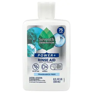 Seventh Generation Power+, Rinse Aid, Fragrance Free , 75 Loads, 8 fl oz (236 ml)