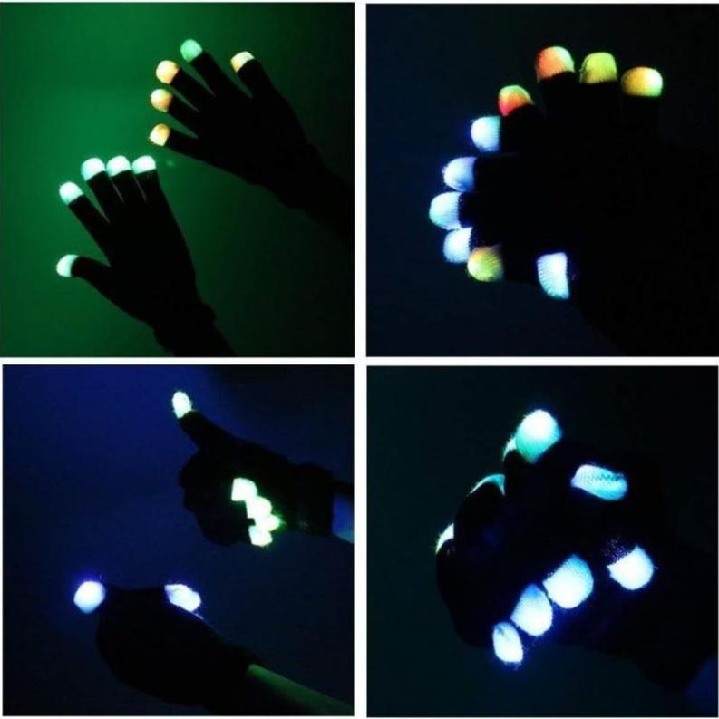 LED Gloving Finger Gloves - Flashing Rave Gear for Parties, Concerts & Nighttime Fun