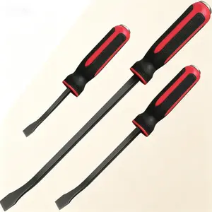 Professional Pry Bar Set, Strike Cap Handle, Angled Tip, Rust Proof Finish, 3 Piece Hand Tools for Prying, Scraping, Lifting, Pulling, Mechanic Pry Bar Set for Demolition and Trim Removal, Heavy Duty Pry Bars with Ergonom