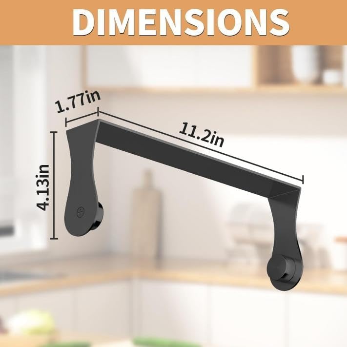 Paper Towel Holder Under Cabinet, Stainless Steel, Wall Mount, Black Adhesive Paper Roll Holder for Kitchen and Bathroom