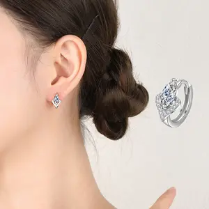 Women's Vintage Huggie Hoop Earrings with Rhinestones, Elegant Heart Shaped Stud Fashion Accessories