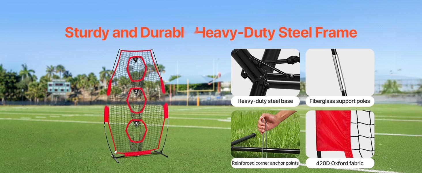 Football Throwing Net 8 x 4 Inch for Training and Target Practice, 5 Pocket Design, Knotless Mesh, Durable Straps, Portable Carry Case, Backyard and Indoor or Outdoor QB Training, Red