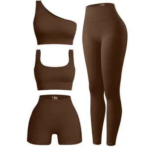 OYV Women's 4 Piece Seamless Ribbed Workout Set