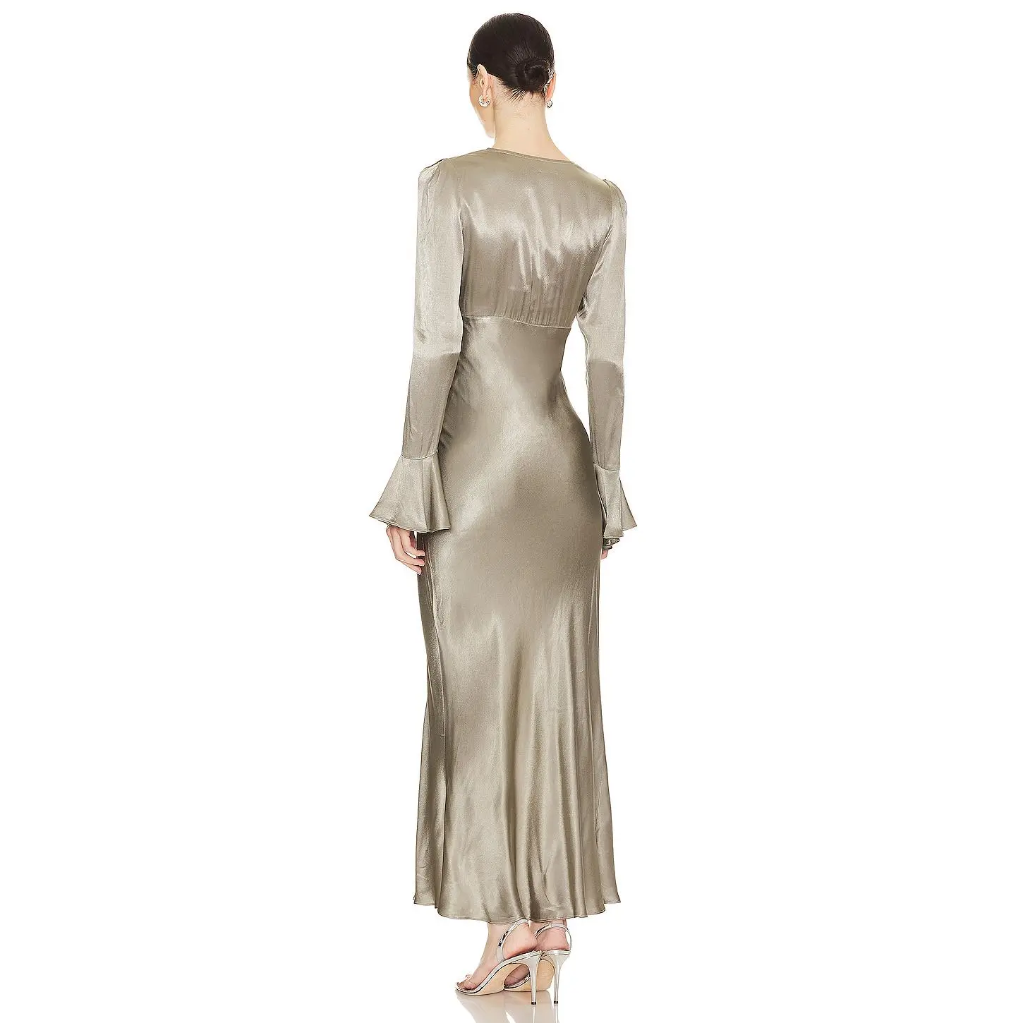 Shona Joy La Lune Frill Cuff Bias Midi Dress in Cream - TikTok Shop