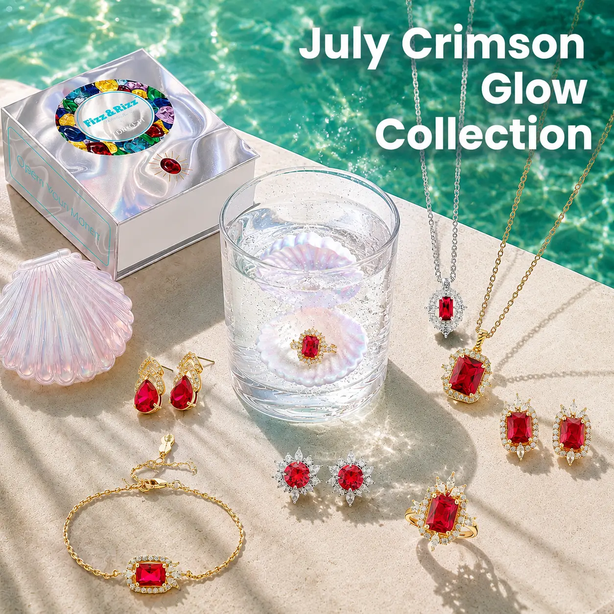 [NEW] FizzandRizz by Yorkett Mystery Shell Jewelry Box for Women, Random Ring, Necklace, Earrings, or Bracelet, Ruby-Red Inspired Birthday Anniversary Gift for Wife, Mom, Daughter, Girlfriend, and Her, Womens Gifts backtoschool