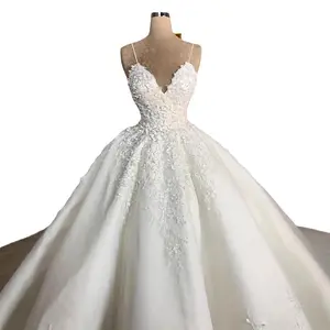 2026 New Arrival Deep V Neck Sexy Lace Wedding Dress – Floor Length Romantic Elegant Gown for Banquet, Departure & Reception, Fall