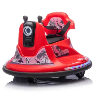 12V Kids Ride On Bumper car W/Parents control,Rotate 360 degrees,Two-handed switch for direction control,Bumper strip,Light belt,MP3 music,Bluetooth,Provide a Speed of 0.75MPH For kids of 2-5