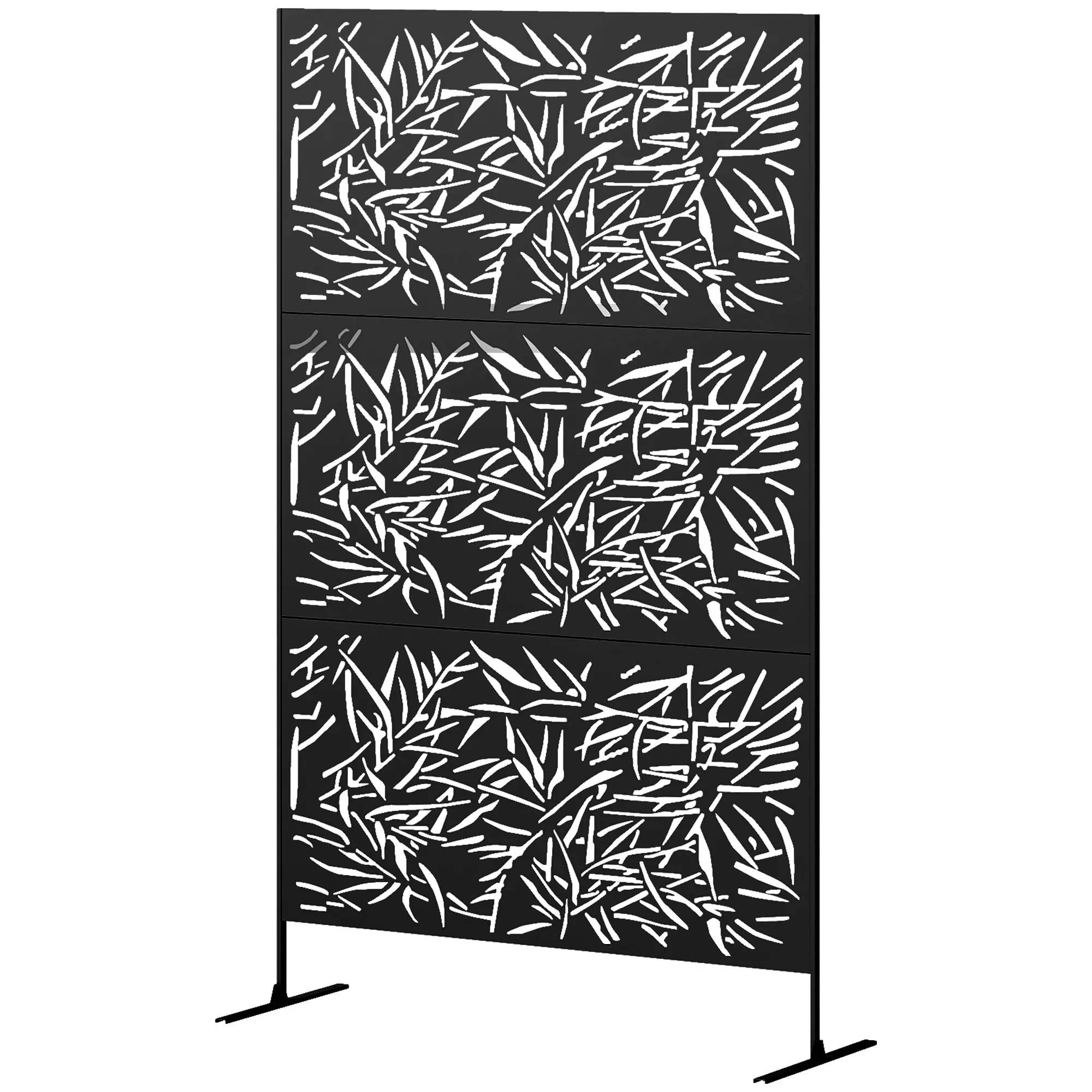 Black Bamboo Metal Outdoor Privacy Fence Screen with Stand, Decorative Climbing Plant Trellis for Home Garden Improvement