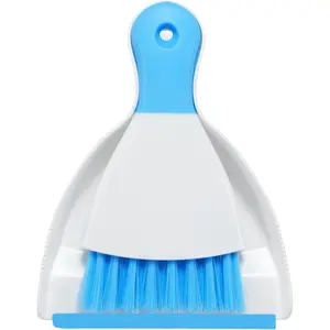Mini Dustpan and Brush Set Small Broom and Dustpan Combo Compact for Home Table Keyboards Sofa Kitchen Dark Blue