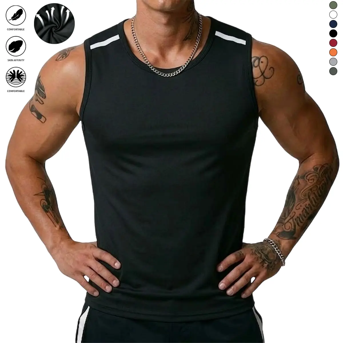 Men's Ultra-Light Twill Quick-Dry Crew Neck Athletic Tank Top - Casual, Loose Fit, Breathable, Moisture-Wick Sleeveless Athletic Style Activewear for Fitness, Running (Cold Wash Compatible)