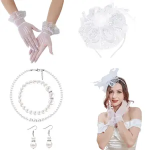 5 pieces of elegant tea party accessories for women, suitable for cocktail parties, church events, and vintage style special occasions