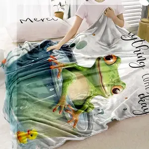 Frog Pattern Blanket, Soft Warm Throw Blanket, Air-conditioned Room Blanket, Warm Nap Blanket for Home Office Travel