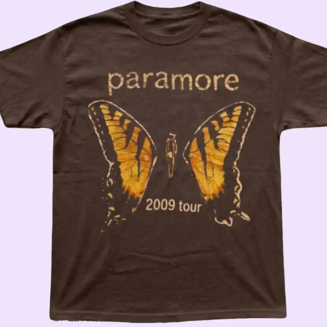 Paramore 2009 Tour T-shirt Vintage Brand New Eyes Butterfly Graphic Tee, Retro Pop Punk Rock Band Concert Shirt, Loose Fit Top