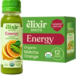 Elixir Shots Zenergy Shot (12 Pack) Zenergy Wellness Shot with 100% Organic Ingredients, Matcha, Orange, Peppermint, Apple Cider Vinegar - No Added Sugars or Artificial Ingredients