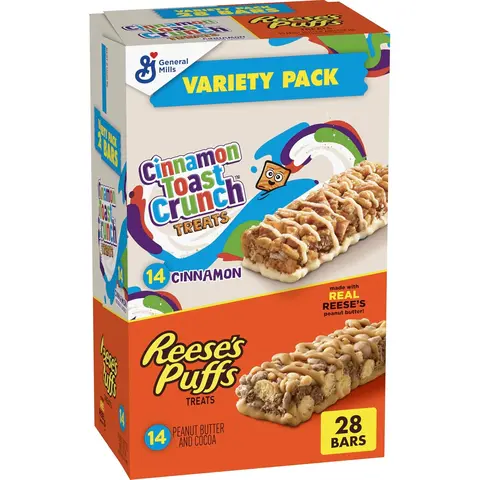 Toast Crunch and REESE'S Puffs Cereal Treat Bars Variety Pack, Snack Bars, 28 Ct, 23.8 oz