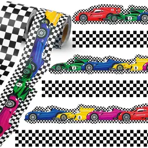 2 Rolls 65.6ft Racing  Board Borders Decorations Checkerboard Bulletin Board Strips Racing Classroom Decor  to School Bulletin Trim Borders for  Office, Office Decor, Bulletin Board Borders