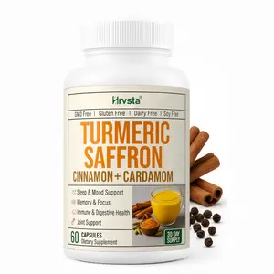 Saffron Supplements - Turmeric Curcumin Supplement with Black Pepper, Saffron Extract, Cardamom and Cinnamon Pills for Mood, Memory, Eye Health. Joint Supplements for Women & Men. 60 Tumeric Capsules