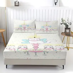 Vintage American Style Bedding Set, Includes 1 Fitted Sheet and 2 Pillowcases, Anti-Slip Dustproof Cover for Bedroom, Perfect Gift