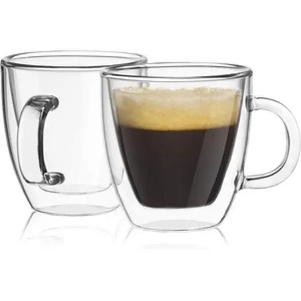 Savor Double Wall Insulated Glasses Espresso Mugs (Set of 2) - 5.4-Ounces