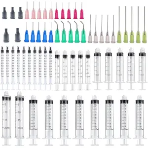 30 Pack 1ml, 3ml, 5ml, 10ml, 20ml Glue Measuring Dispenser with14ga,16ga, 18ga, 20ga, 22ga, 25ga Dispensing Accessories and Caps, Precision Glue Applicator for Liquid, Glue, Ink, Perfume, Lip Gloss Making