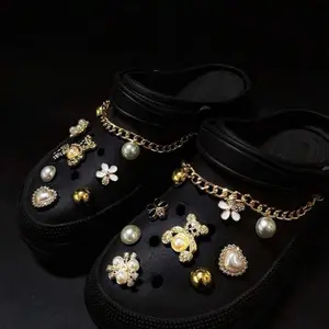 (New)20pcs shoe charms with rhinestones and pearls, pretty decorative shoe charms