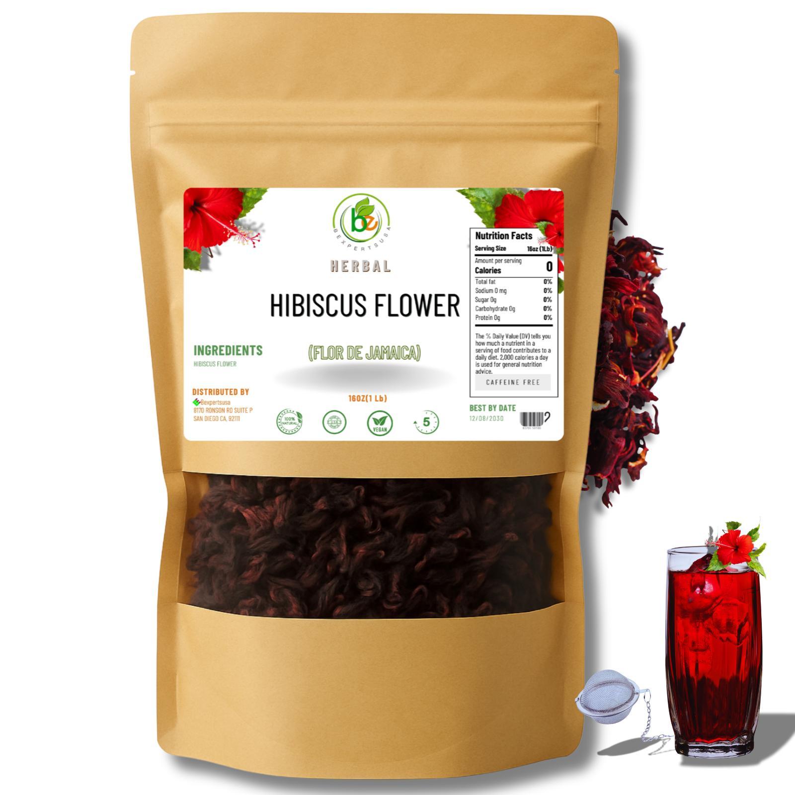 VIRAL Jamaica Flor – 100% Natural Loose Leaf Hibiscus Tea – 16 oz (1 lb) – Dried Hibiscus Flower Petals – Caffeine-Free – Rich in Antioxidants – Vegan, Non-GMO – Supports Digestion & Hydration – Includes Tea Infuser / Incluye Infusor