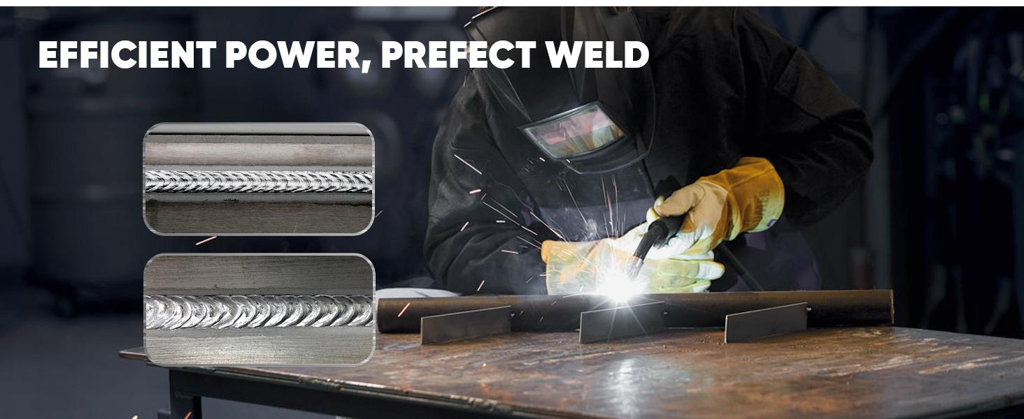 HZXVOGEN MIG185II 185A MIG Welder, 4 in 1 Gas MIG/Flux Core Gasless MIG/Lift TIG/Stick Welder, 110V 220V IGBT Inverter Synergy Multi Process Welding Machine Large LED Screen Display for Beginner