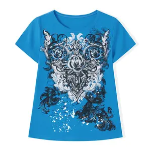 Women Short Sleeve T-Shirts Fashion Print Round Neck Shirts Summer GothicFit Casual Tops Streetwear