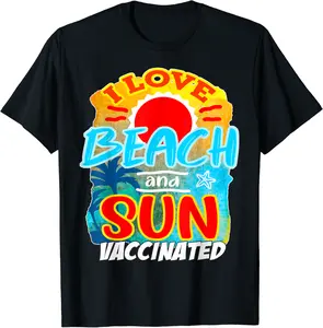 Summer Beach Tee Outdoor Vacation Vaccinated Shirt Plus Size T-Shirt - Feliciabr Shop 68B096XMM92S