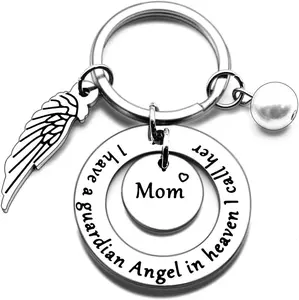 Mom Memorial Keychain Gift Loss of Mother Jewelry I have a guardian Angel in heaven I call her Mom Keychain Sympathy for Remembrance Memory Gifts Mothers Day Gift