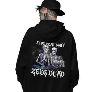 Zeds Dead Skeleton Rave Hoodie Edgy Gothic Festival Sweatshirt For Unisex Fashion S Cotton Fit