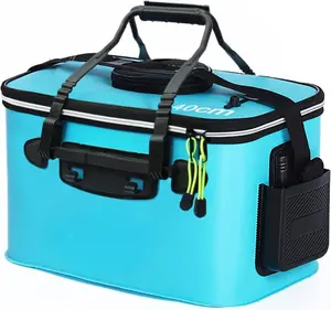 6-Gallon Fishing Bucket, Foldable Fish Bucket,Live Fish Container Multi-Functional Live Fish Bait Bucket,Outdoor Camping EVA Fishing Bag