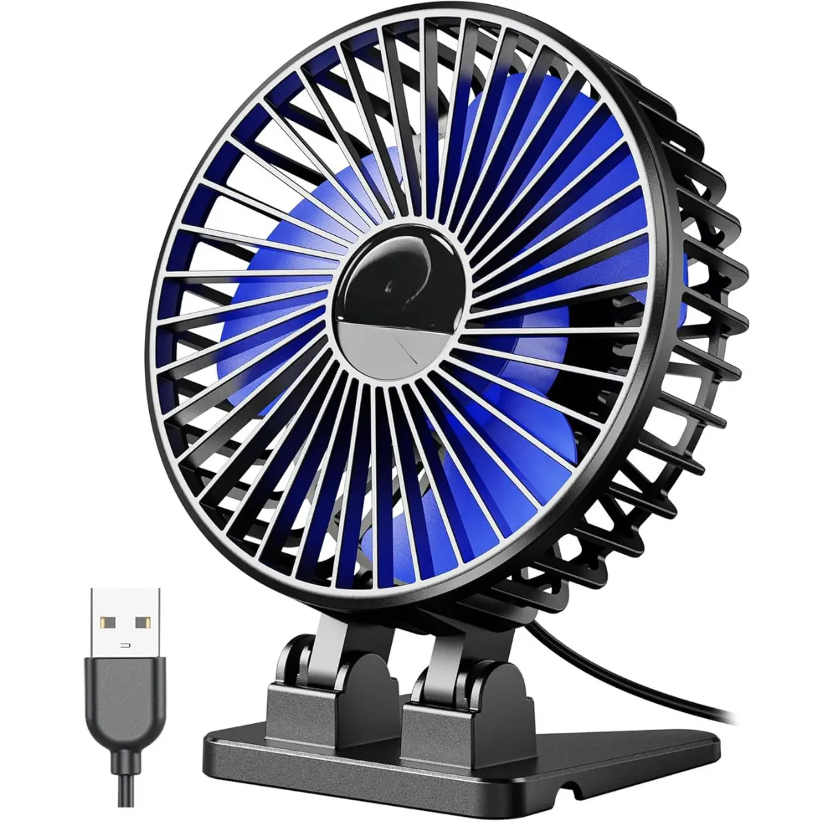 [New Deal] USB Desk Fan - Portable Fan Mini, 3 Speeds Desktop Table Cooling, Plug in Power, Rotation Strong Wind, Quiet for Home, Office, Multifunctional Fan Powerful Turbo Fan, Lightweight