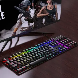 Keyboard and Mouse Set Combo, Wired RGB Backlit Computer Keyboard with USB RGB Gaming Mouse Design for Windows PC Laptop Desktop Notebook-FV-Q305S