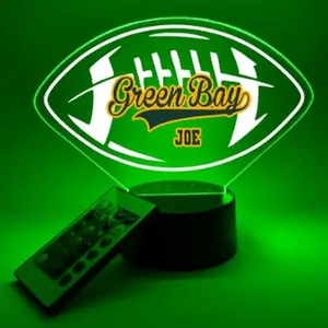 Green Bay Football, UV Printed, Personalized, Multi-Color Light Up Acrylic Display, Desk, Den, Man cave, Room, Gift Décor, For Boyfriend, Girlfriend, Him, Her, Kid Friendly, Birthday, Anniversary, Christmas, Wedding, Favorite