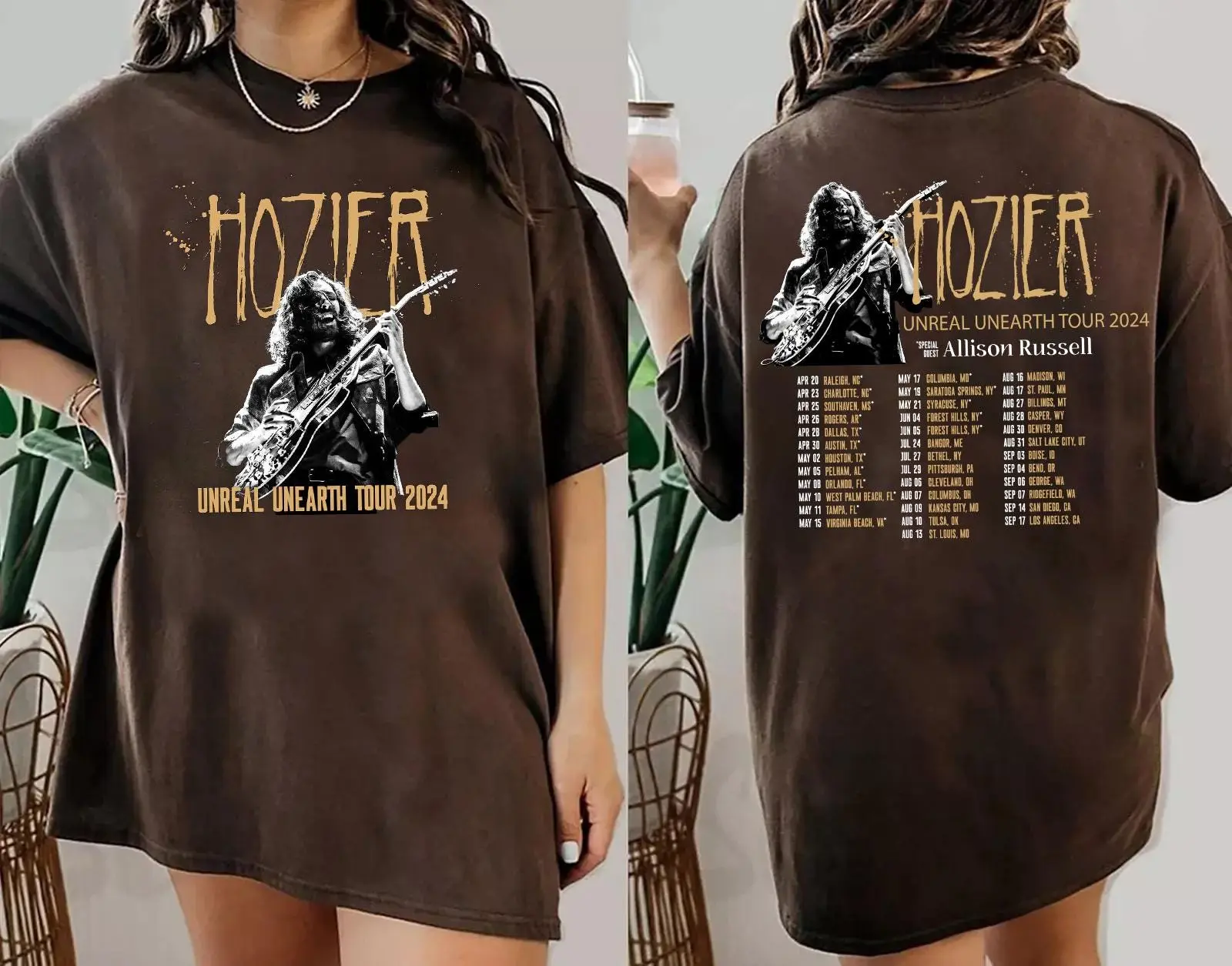 Hozier Unreal Unearth Tour 2 Sides Shirt unisex Comfort vintage T-shirt
