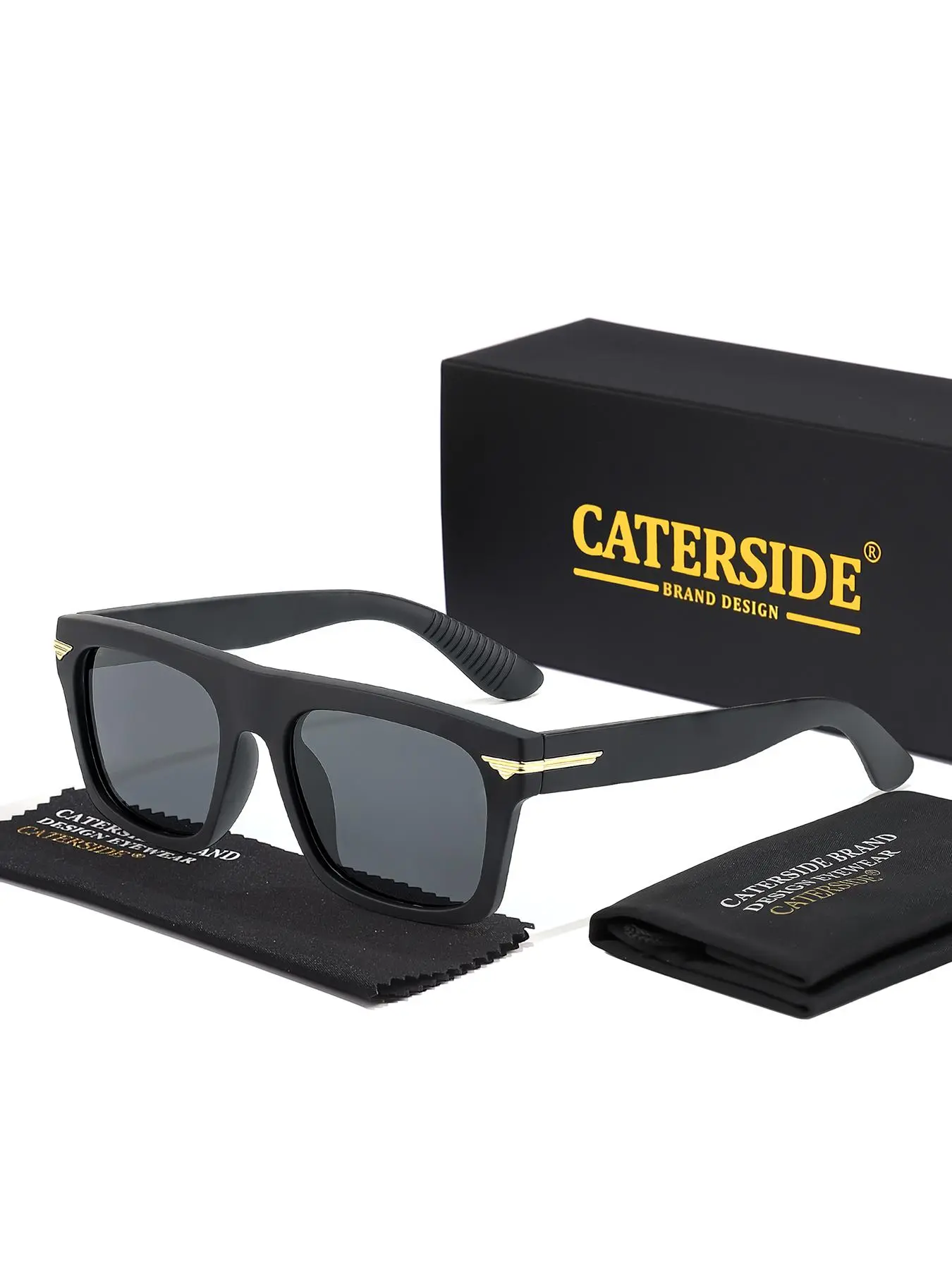 Caterpillar Brand Designer Polarized Sunglasses, Trendy Casual Sunglasses for Everyday Use, Fashion Accessories for Outdoor Activities, Trendy Streetwear Sunglasses, Trendy Fashion Shades