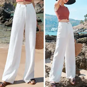 🌿 BreezyEase High-Waist Cotton & Linen Pants – Effortless Comfort & Style