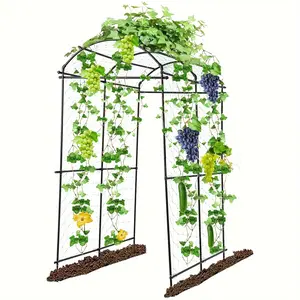2024 Garden Arch Trellis for Climbing Plants, Support for Flower Vegetable Pea Fruit Vine, Trellis Archway Yard/Garden Outdoor Decoration Arch Tunnel Trellis 7 FT Tall Black Metal Plastic