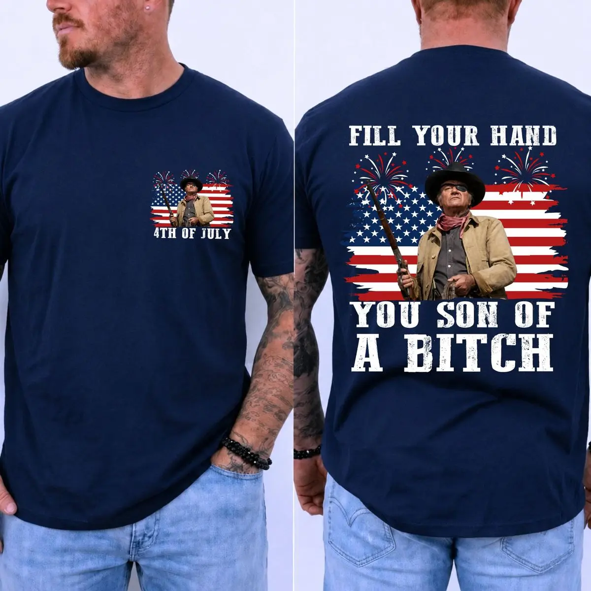 Comfort Colors Fill Your Hand You Son Of A Btch T Shirt, Rooster Cogburn Retro Movie Shirt, 4th Of July Western Movie Tee, Unisex Crew Neck Top, Classic Streetwear