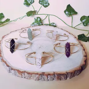 Hexagonal Natural Crystal Wire Wrapped Bracelet