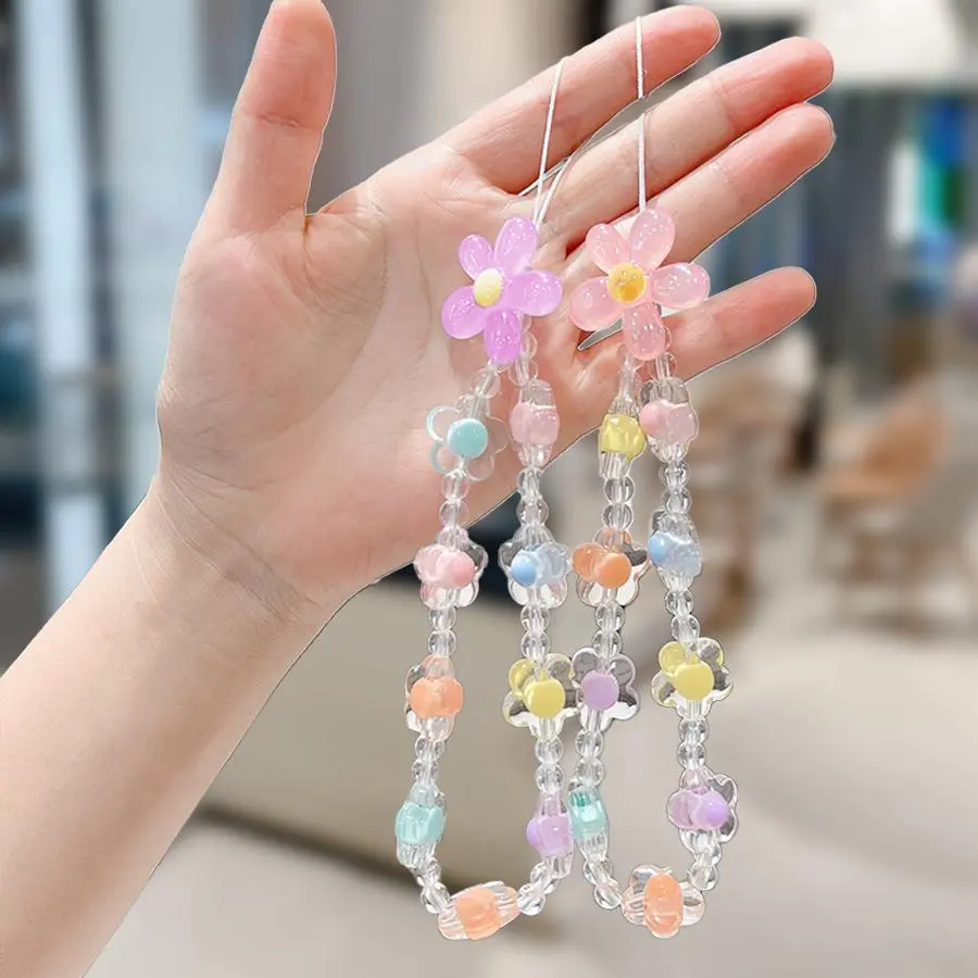 Cute Flower Design Phone Chain, Fashionable Phone Lanyard, Phone Wristlet, Phone Strap for Women & Girls, Universal Phone Accessories for iPhone & Samsung